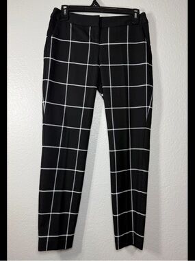 Express Black & White Windowpane Plaid Trousers